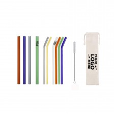 3 in 1 Colorful Glass Straws Set with Brush